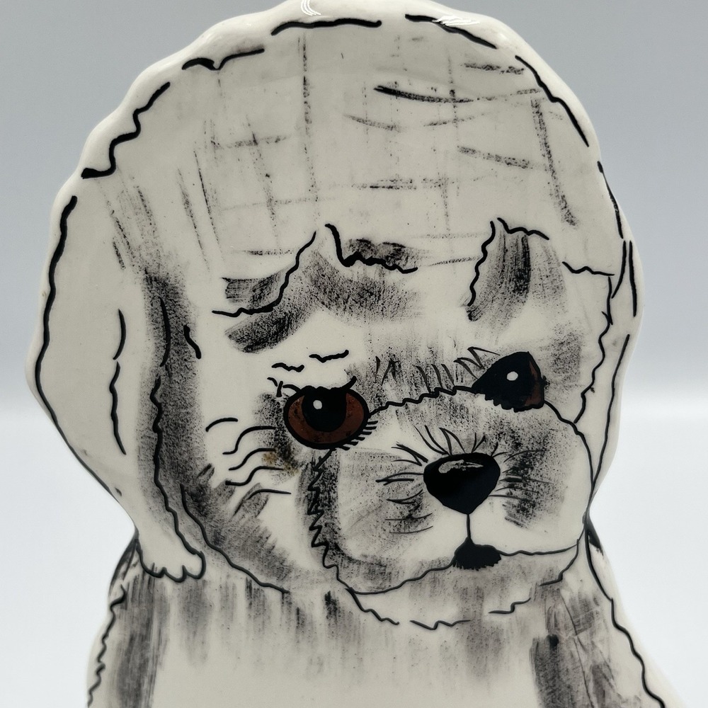 Nina Lyman Ceramic Dog Vase "Dogs By Nina" Maltese Adorable Planter Decorative